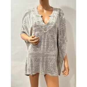 white house black market Top Kimono Style Open Knit Grey Size Medium